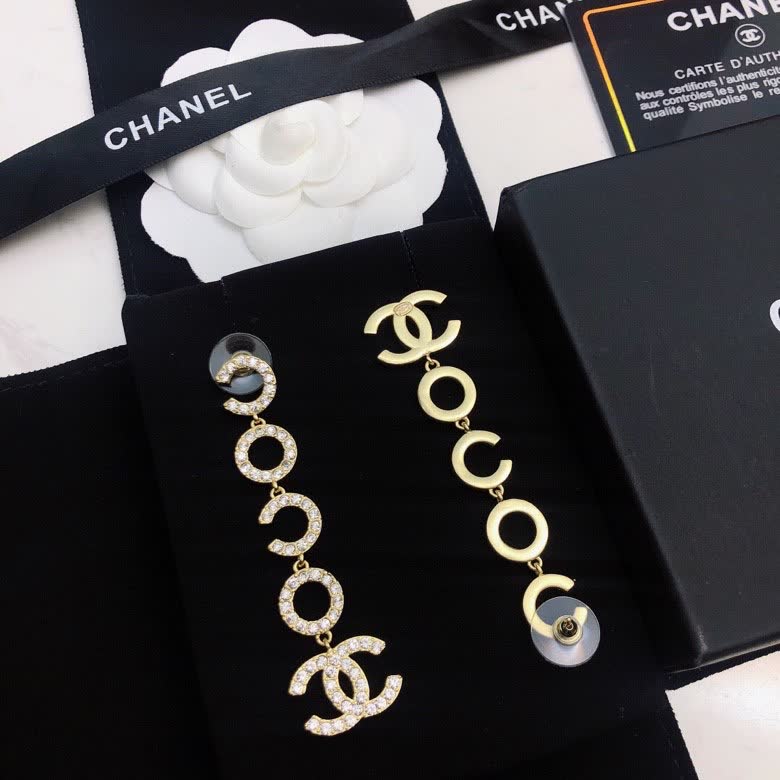 Chanel CC Logo Crystal Earrings