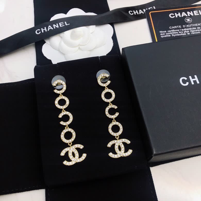 Chanel CC Logo Crystal Earrings