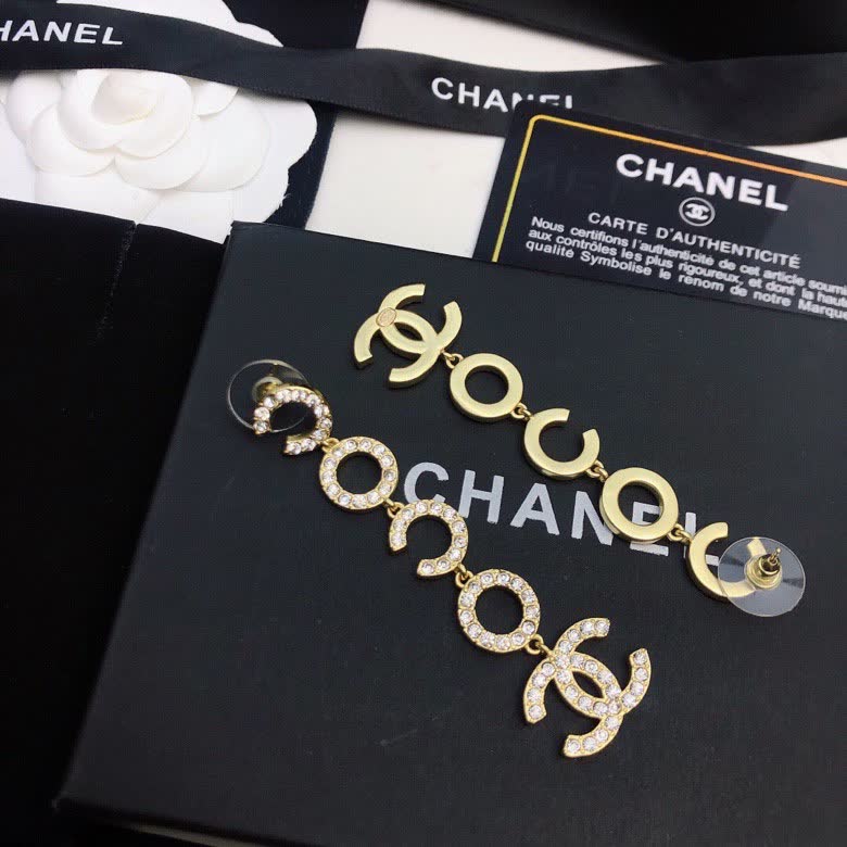 Chanel CC Logo Crystal Earrings
