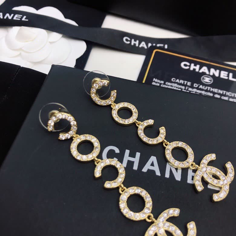 Chanel CC Logo Crystal Earrings