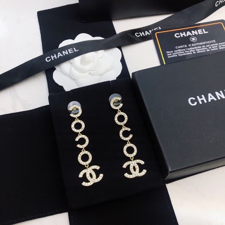 Chanel CC Logo Crystal Earrings