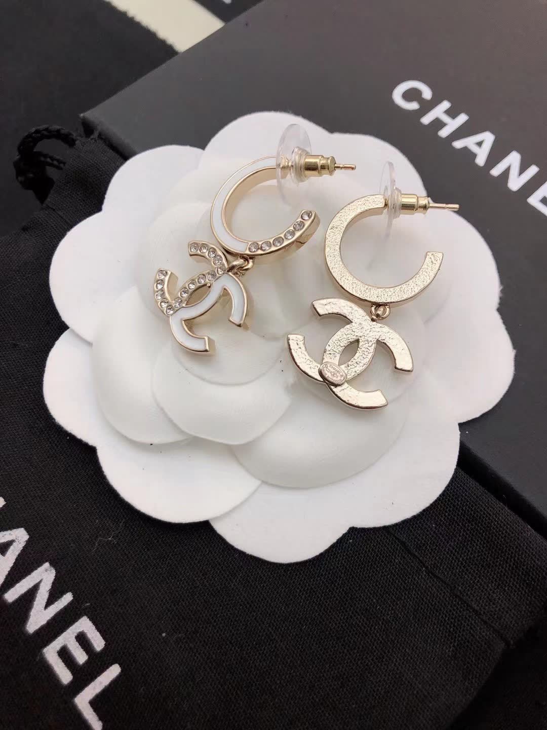 Chanel CC Logo Hoop Earrings Chanel CC Logo Hoop Earrings