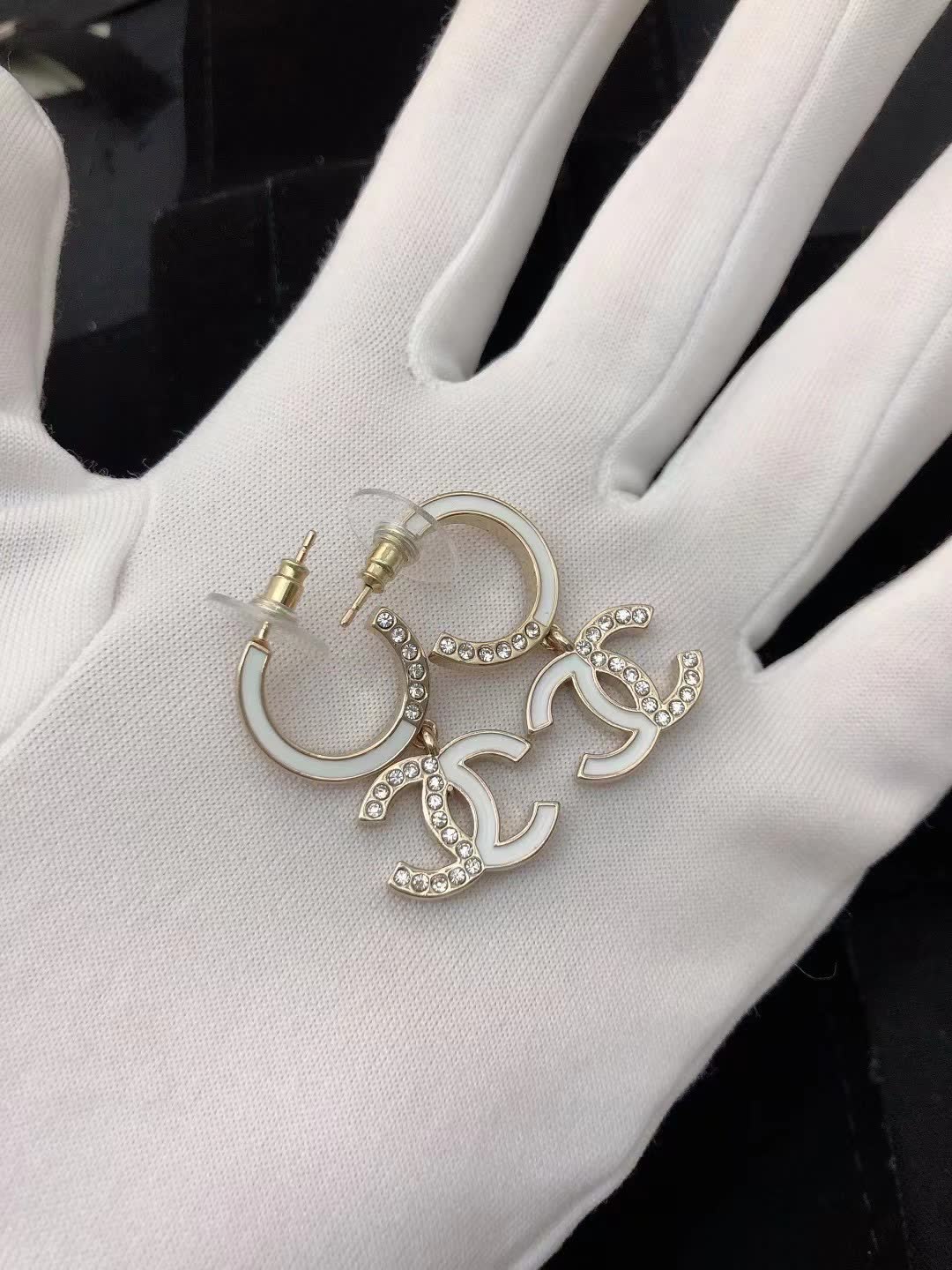 Chanel CC Logo Hoop Earrings