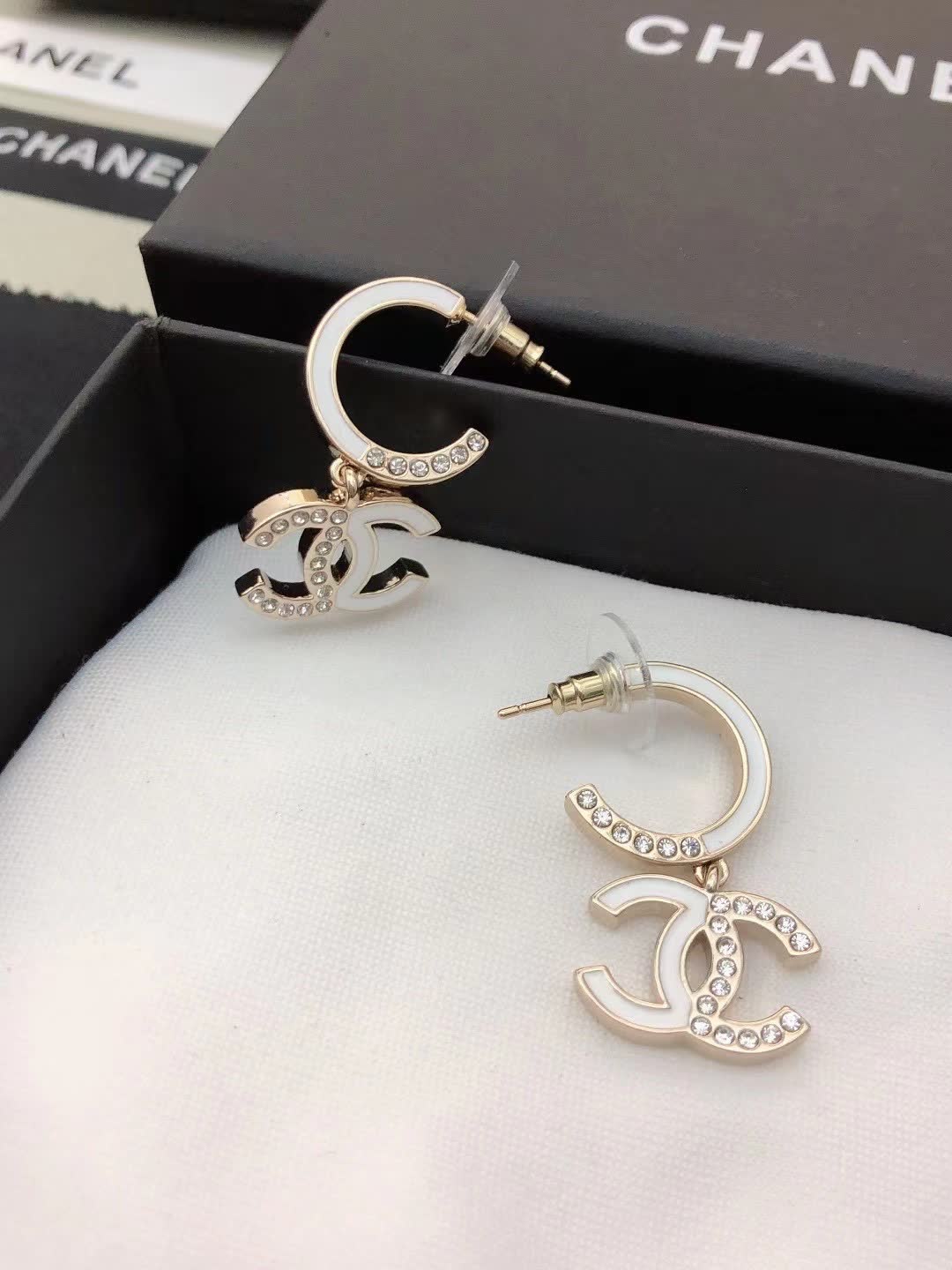 Chanel CC Logo Hoop Earrings
