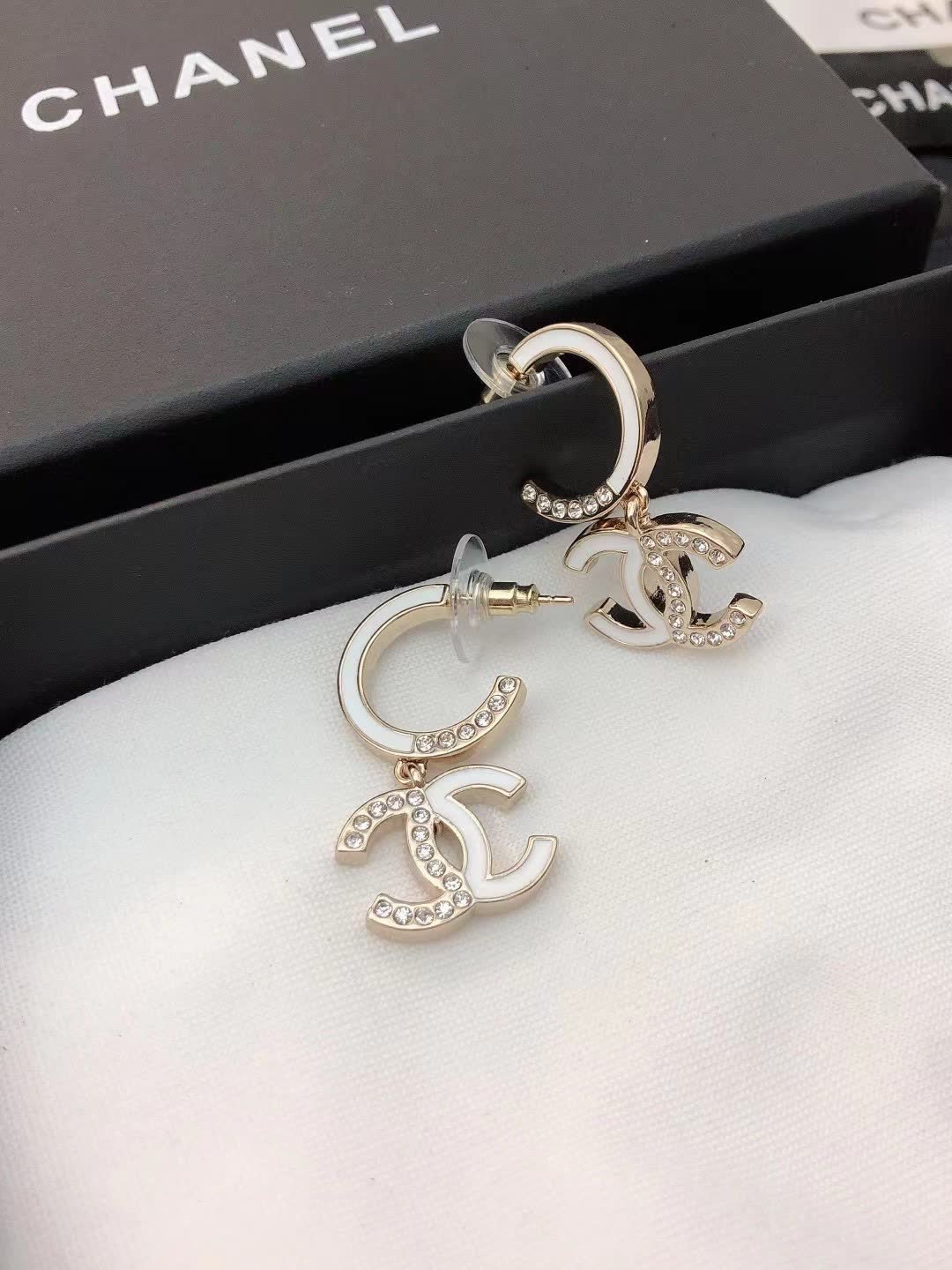Chanel CC Logo Hoop Earrings