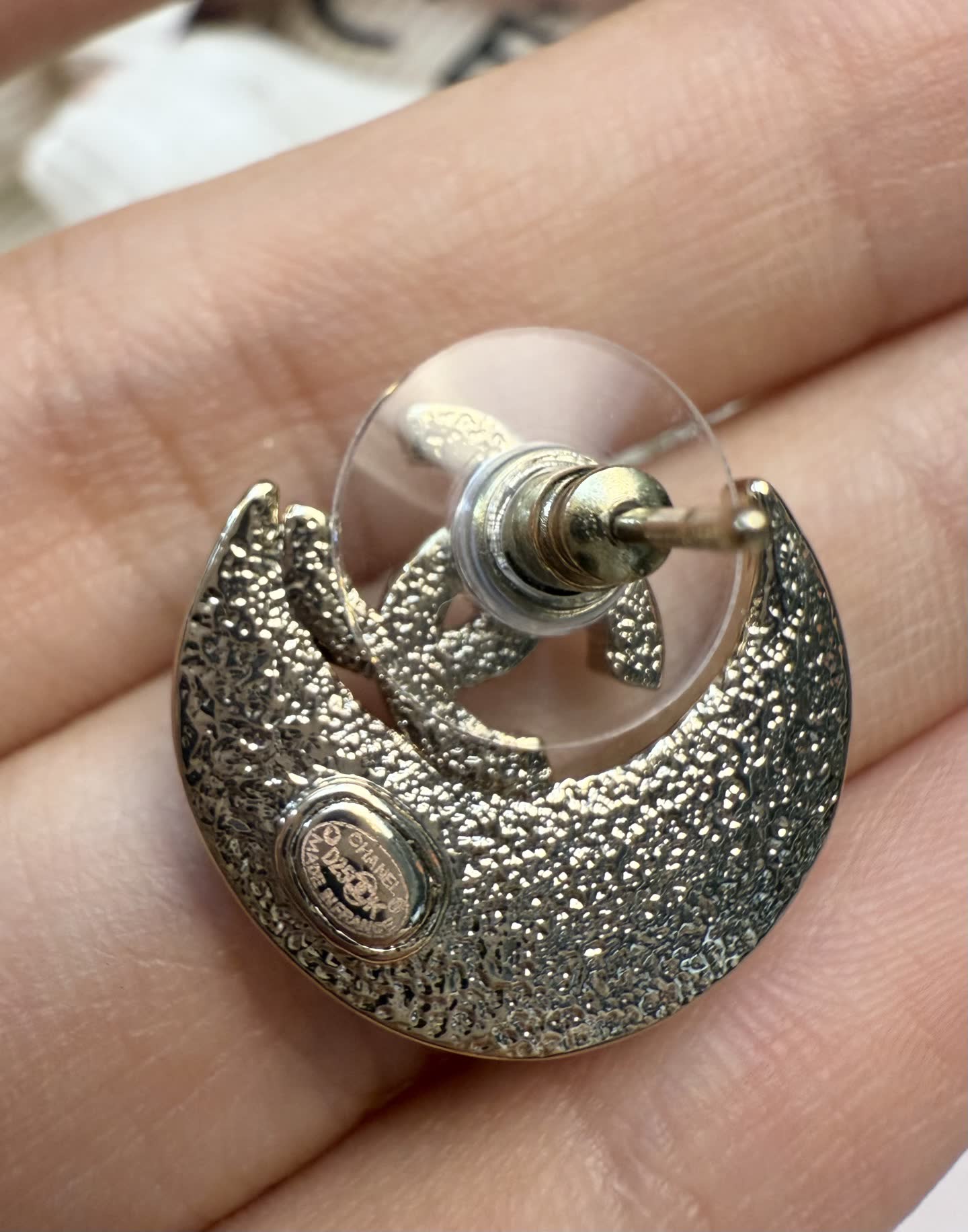 Chanel Crescent Moon Stud Earrings