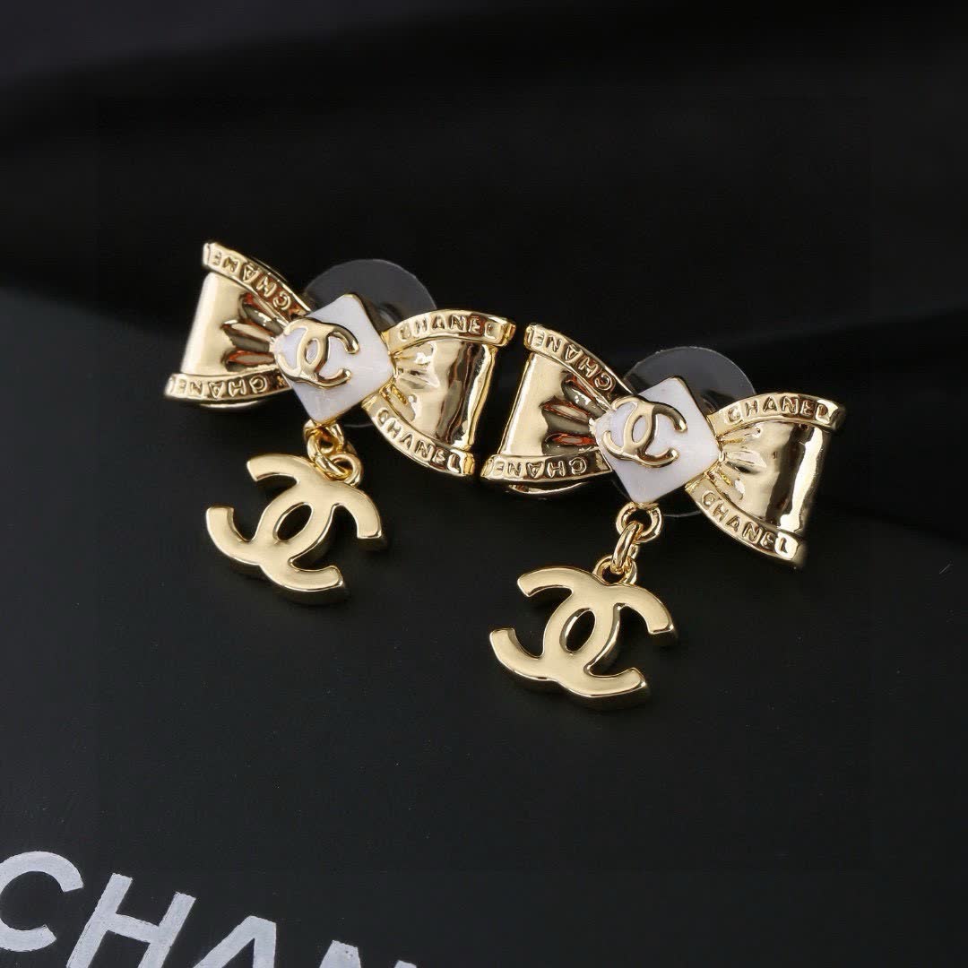 Chanel Gold Bow Earrings