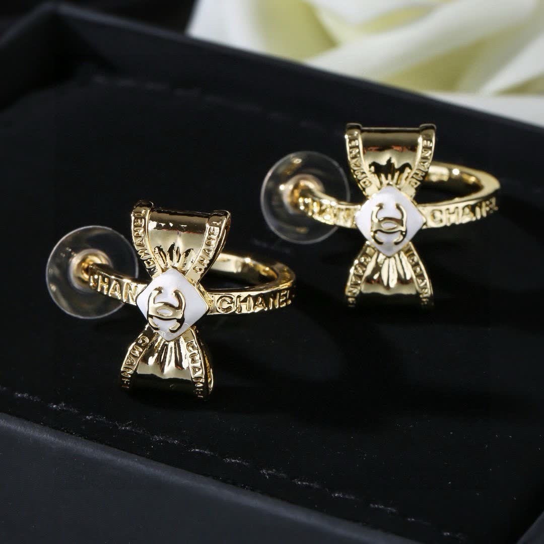 Chanel Gold Bow Earrings