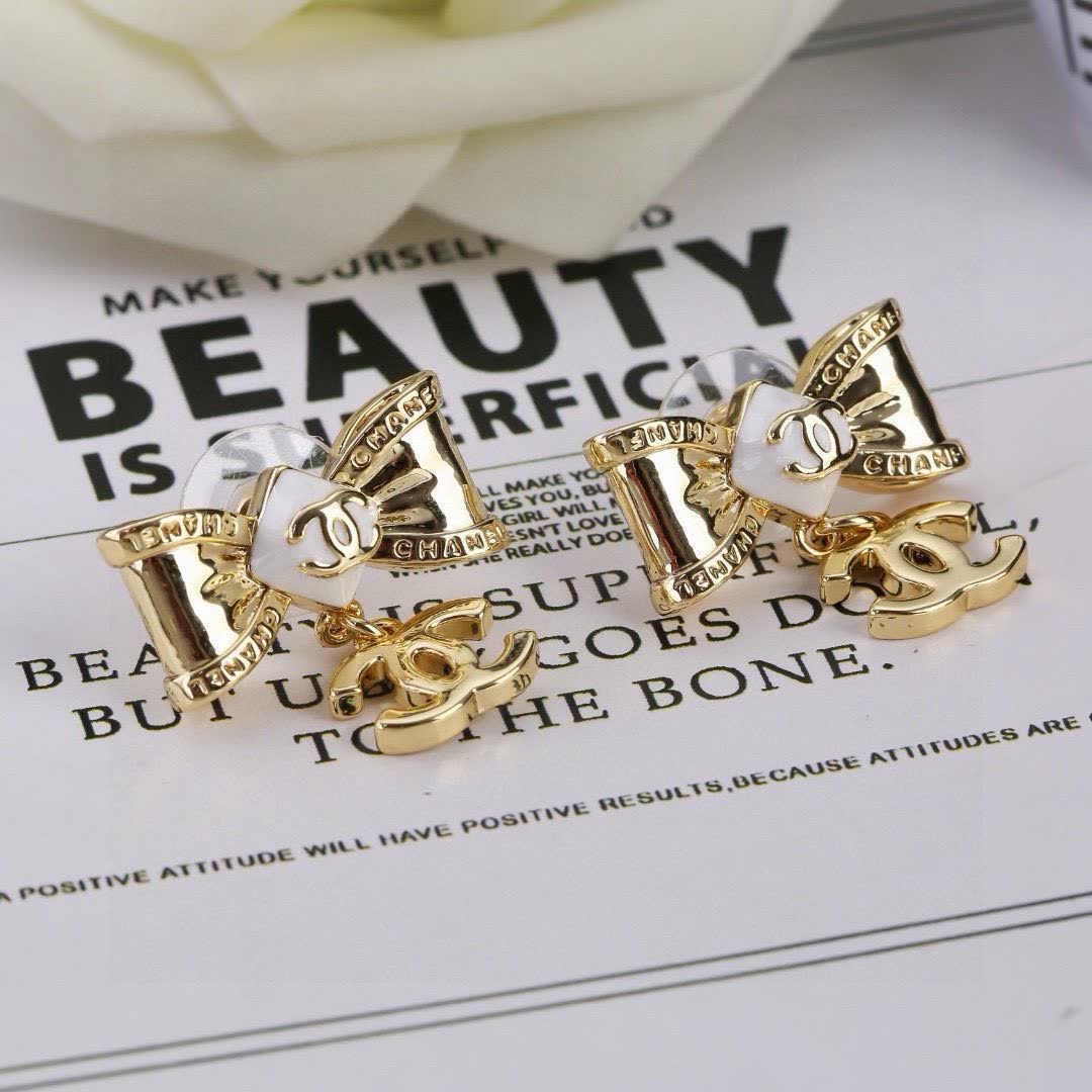Chanel Gold Bow Earrings
