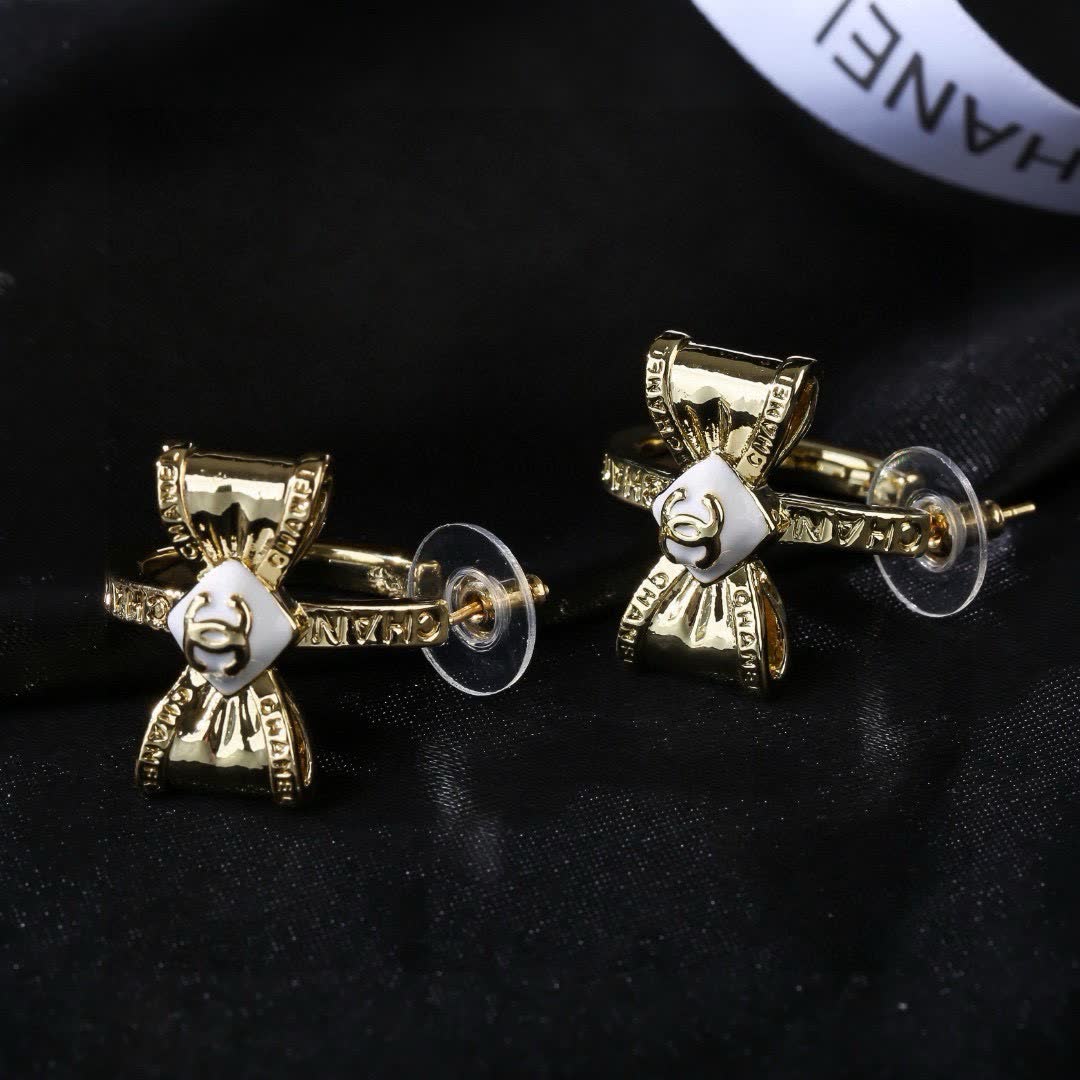 Chanel Gold Bow Earrings