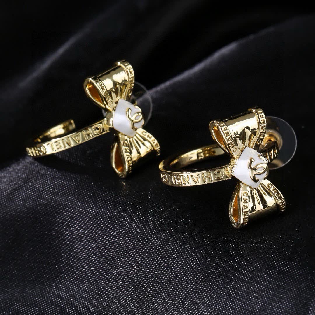 Chanel Gold Bow Earrings