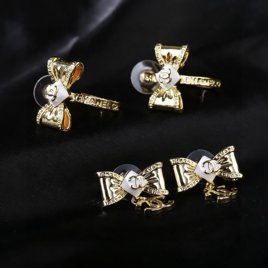 Chanel Gold Bow Earrings