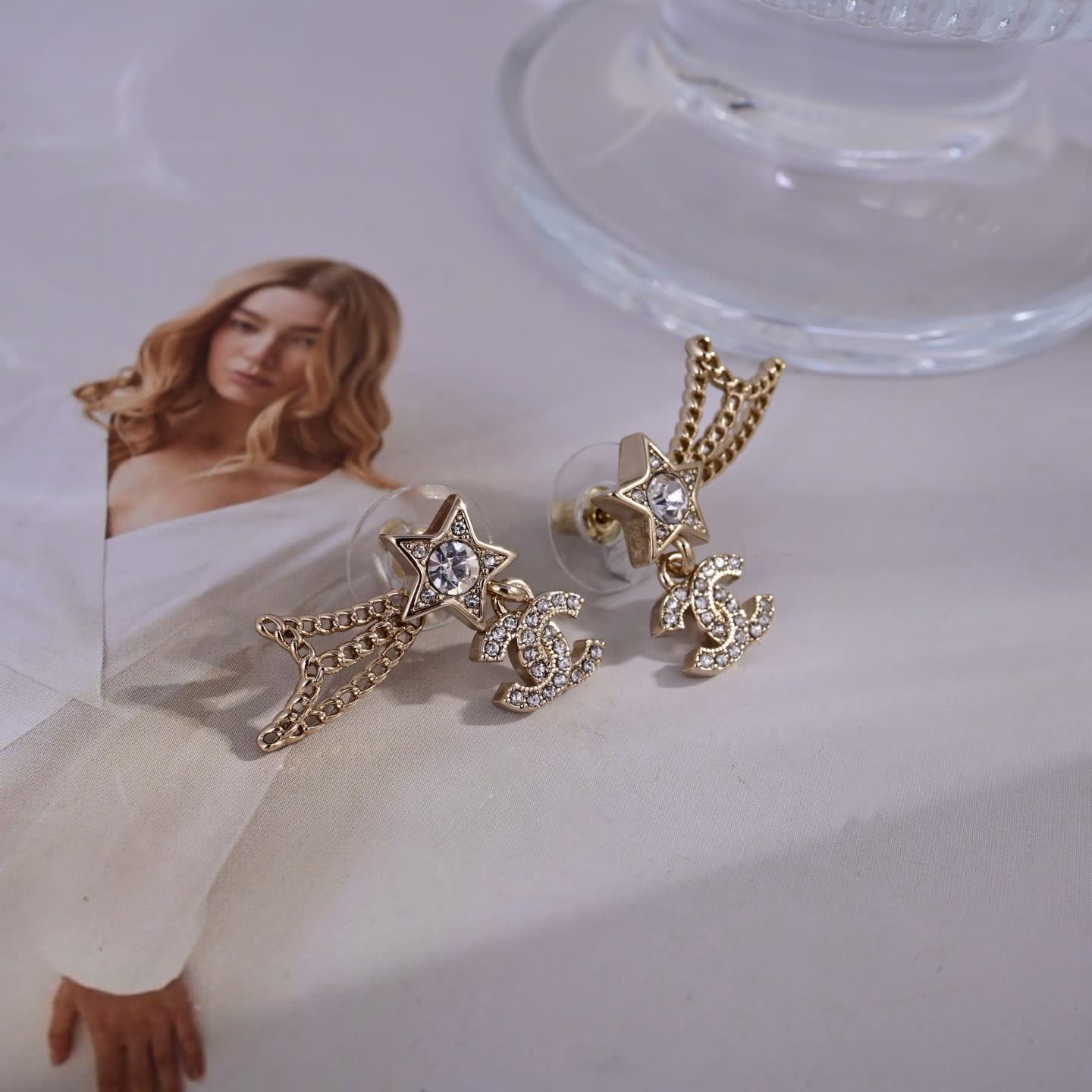 Chanel Earrings - CC Logo with Star Design