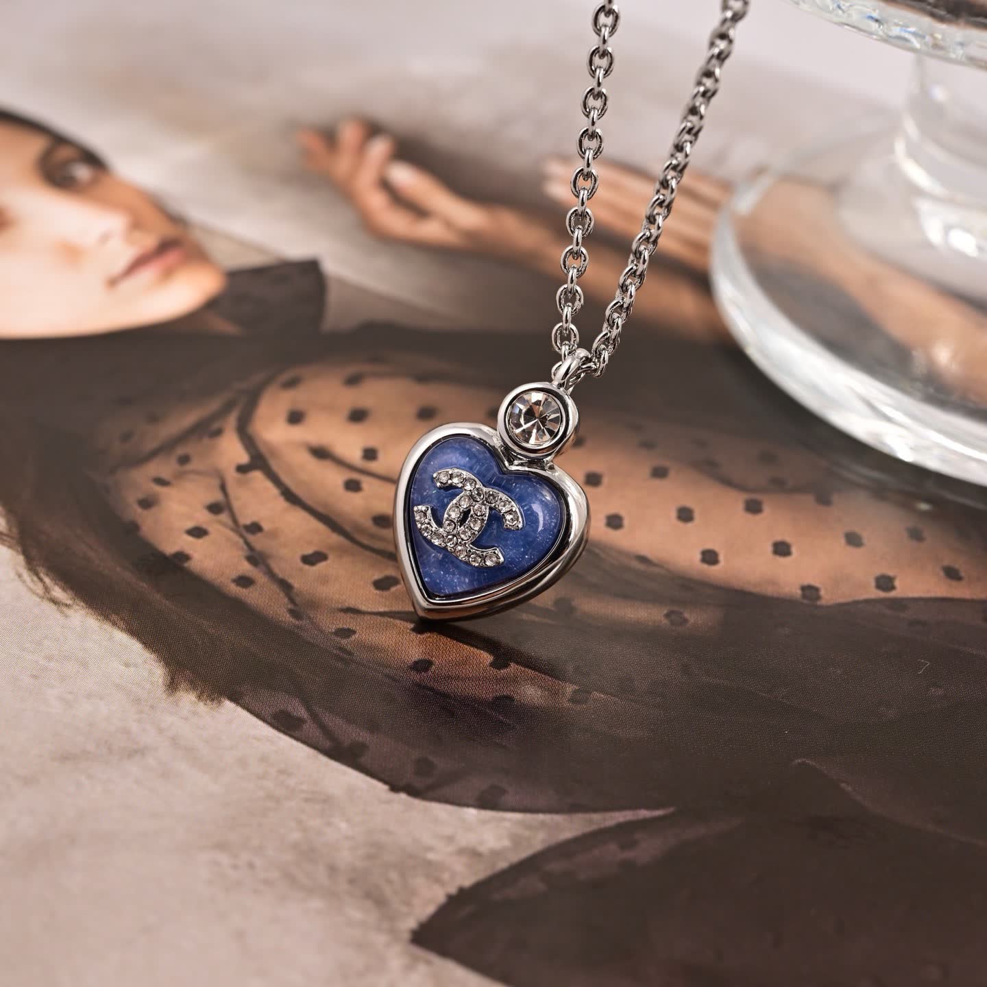 Chanel Blue Heart Earrings