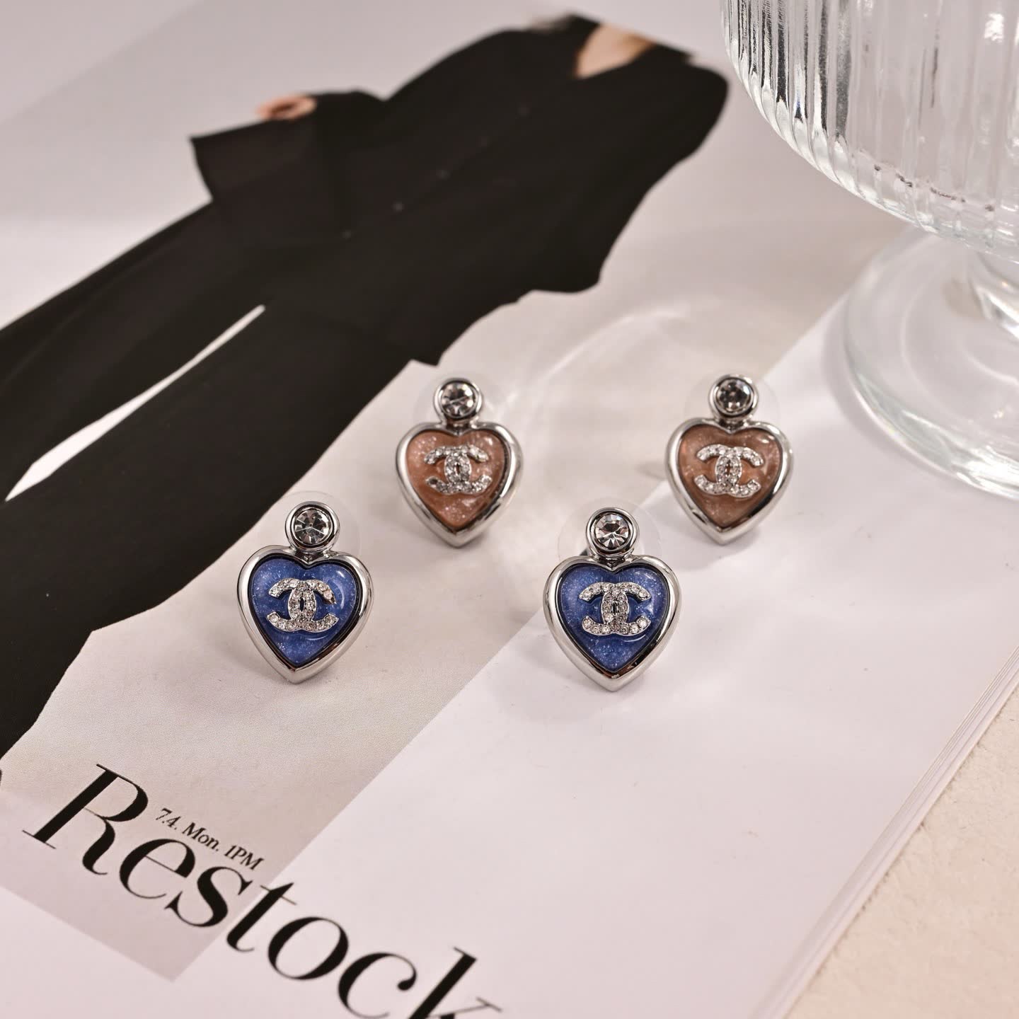 Chanel Blue Heart Earrings