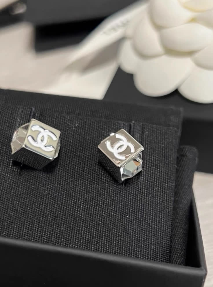 Chanel CC Logo Stud Earrings