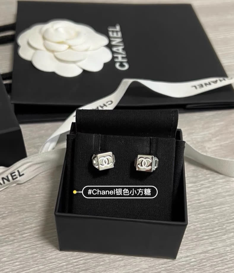 Chanel CC Logo Stud Earrings