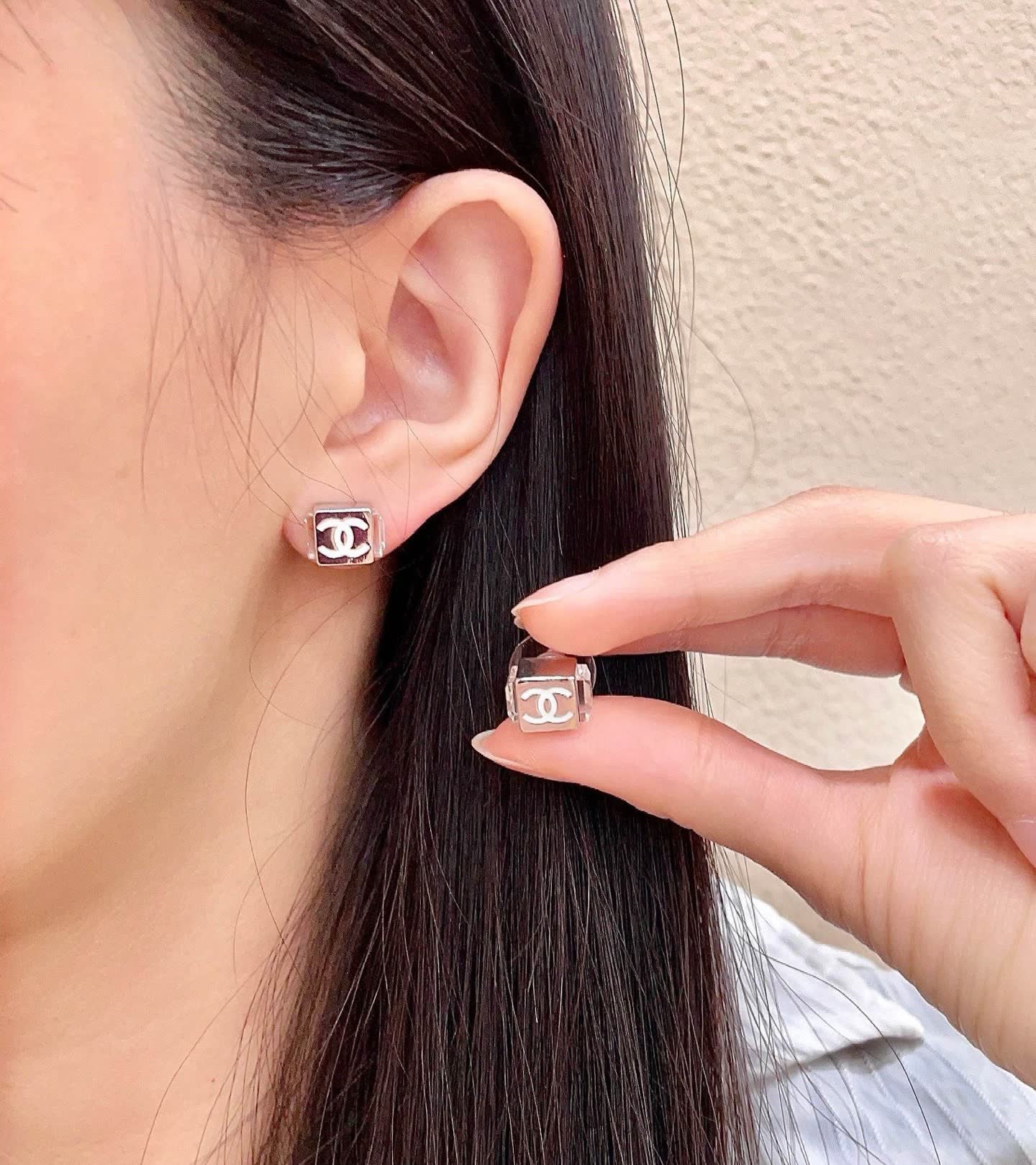 Chanel CC Logo Stud Earrings