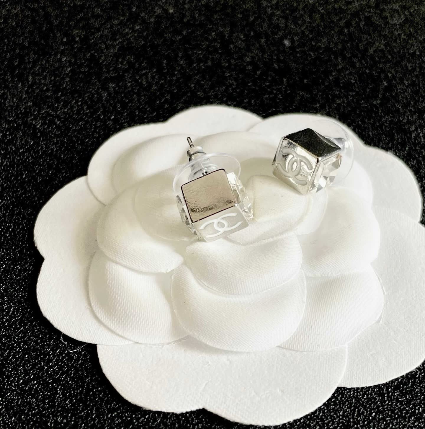 Chanel CC Logo Stud Earrings