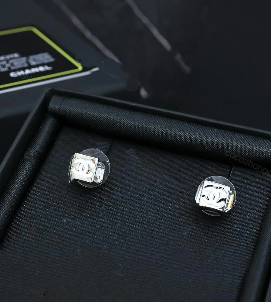 Chanel CC Logo Stud Earrings