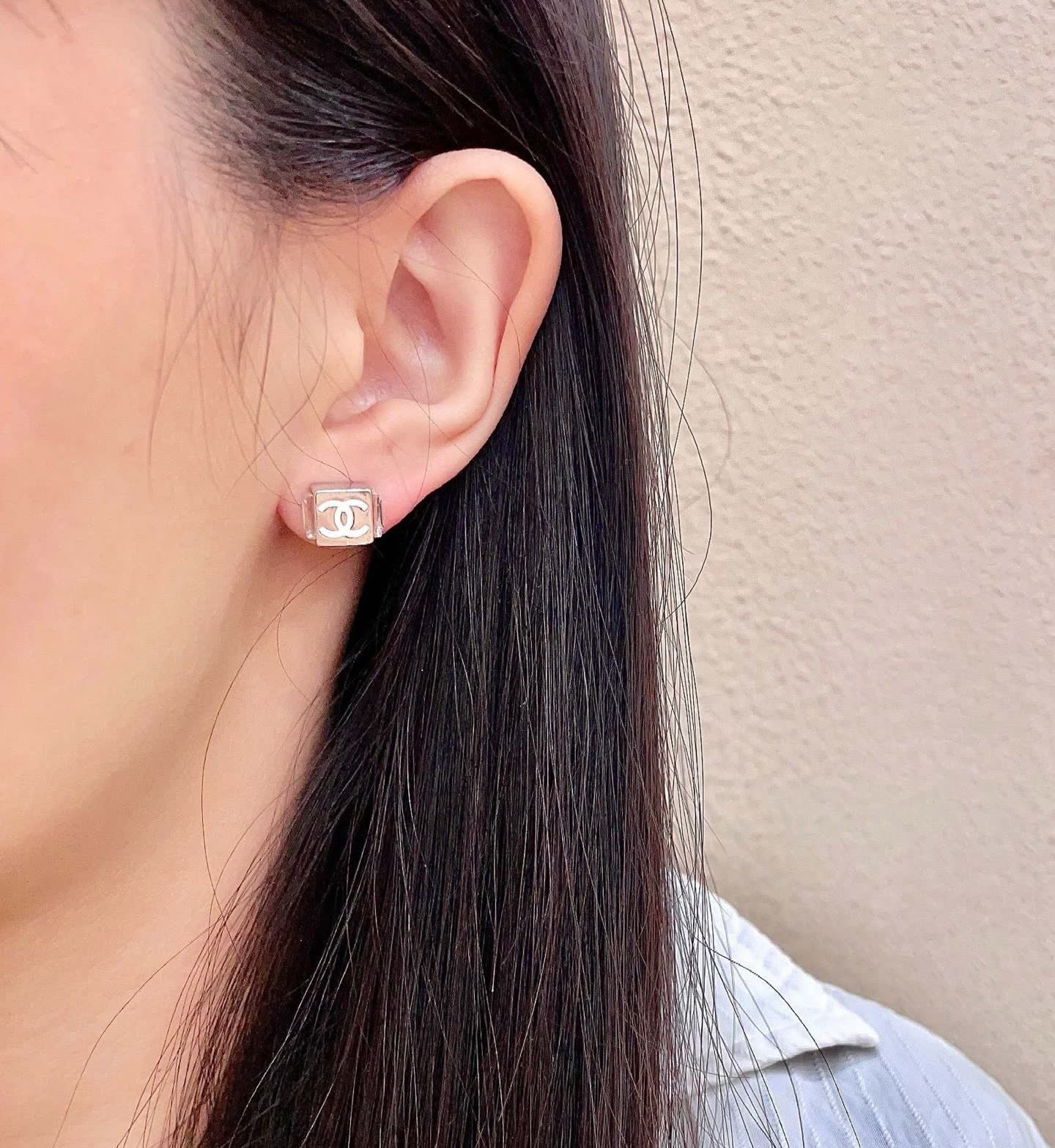 Chanel CC Logo Stud Earrings