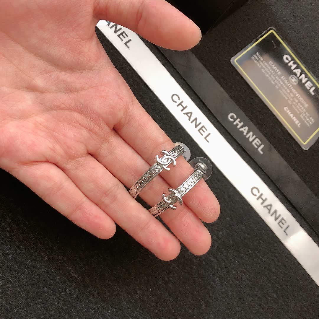 Chanel Silver Circle Earrings