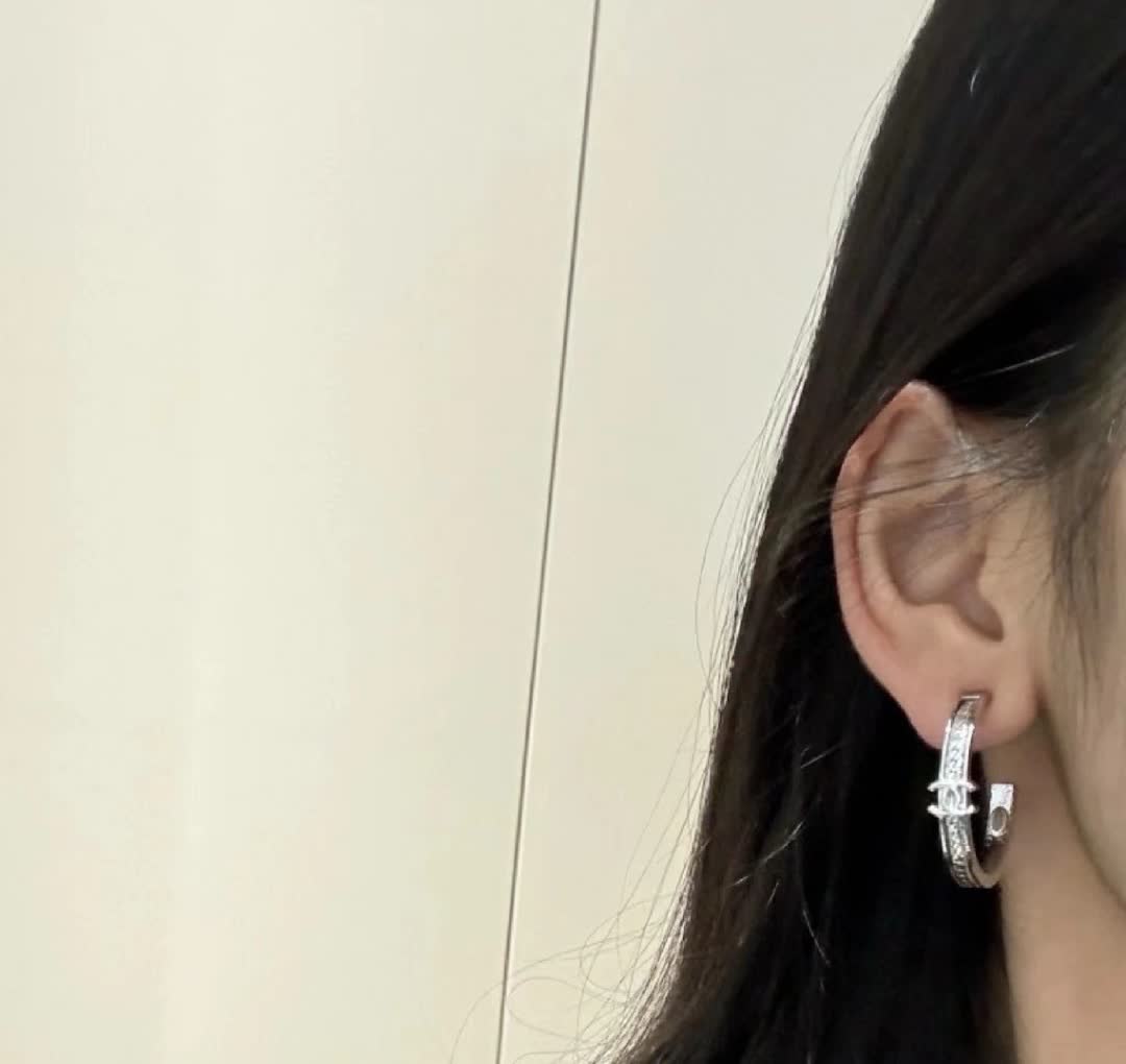 Chanel Silver Circle Earrings