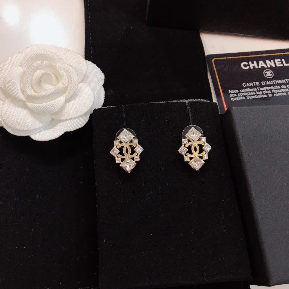Chanel CC Logo Stud Earrings