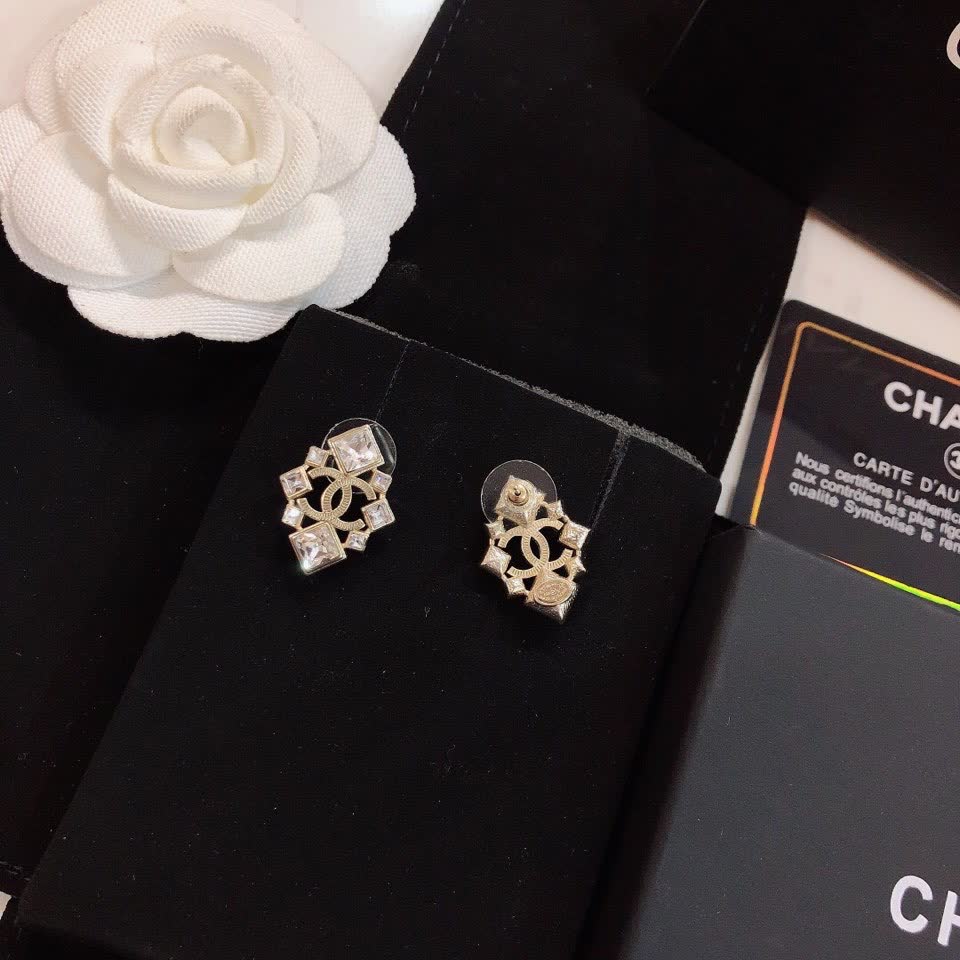 Chanel CC Logo Stud Earrings