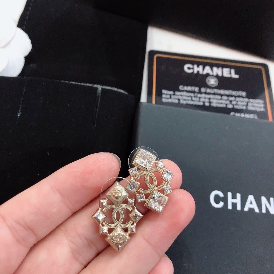 Chanel CC Logo Stud Earrings