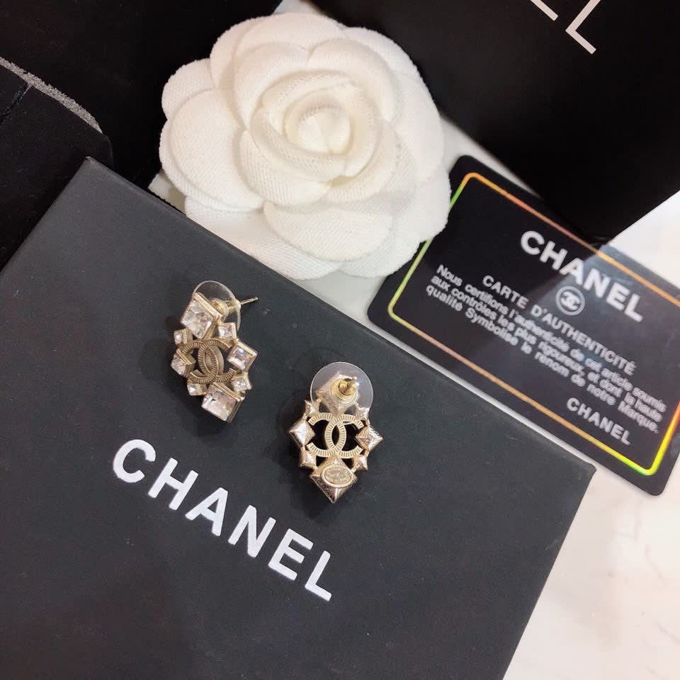 Chanel CC Logo Stud Earrings