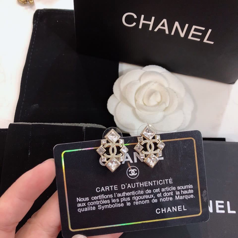 Chanel CC Logo Stud Earrings