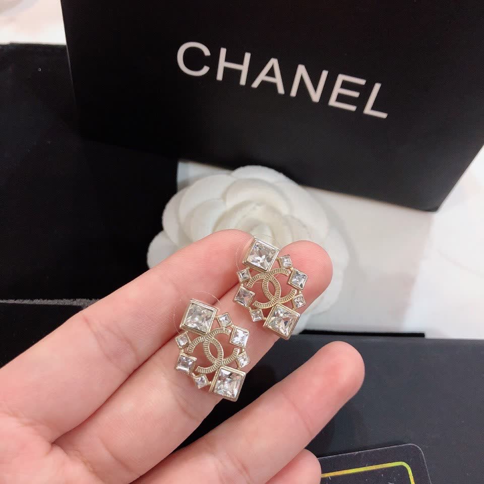 Chanel CC Logo Stud Earrings