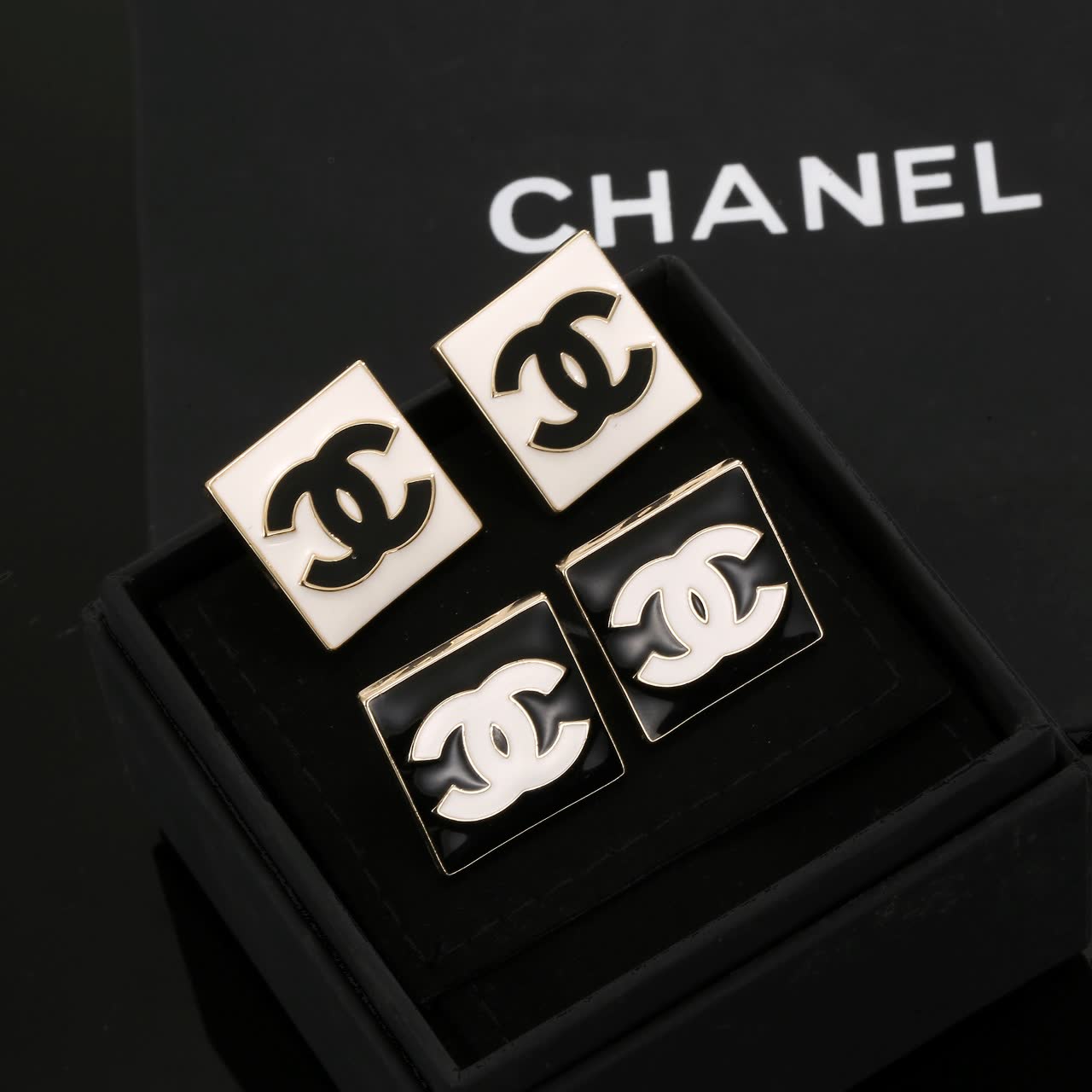 Chanel CC Square Stud Earrings Chanel CC Square Stud Earrings