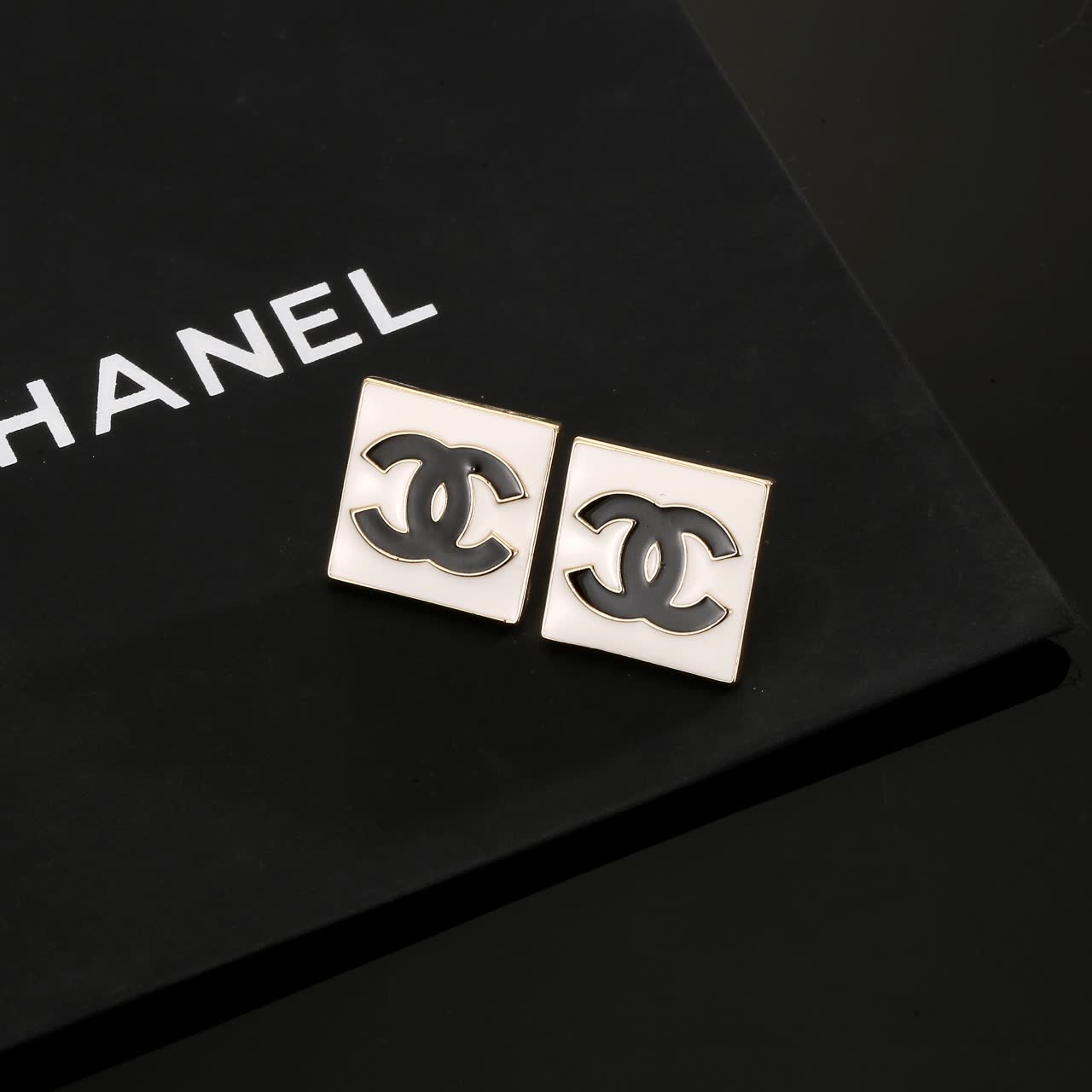 Chanel CC Square Stud Earrings