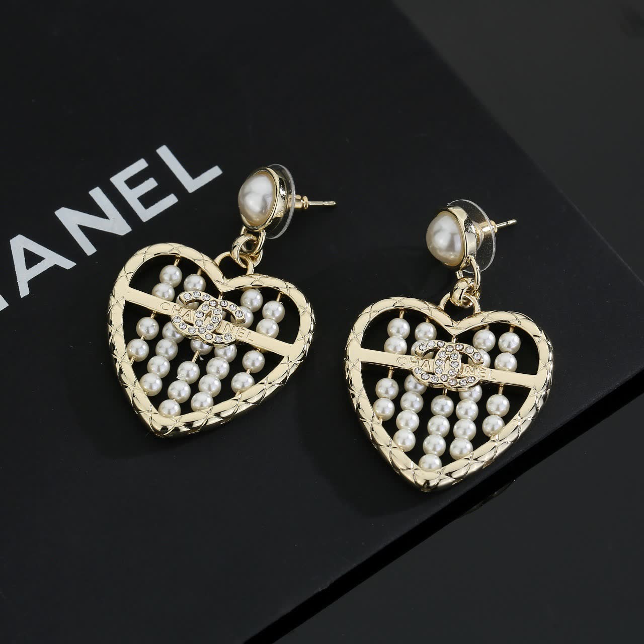 Chanel Heart Shaped Pearl Earrings Chanel Heart Shaped Pearl Earrings