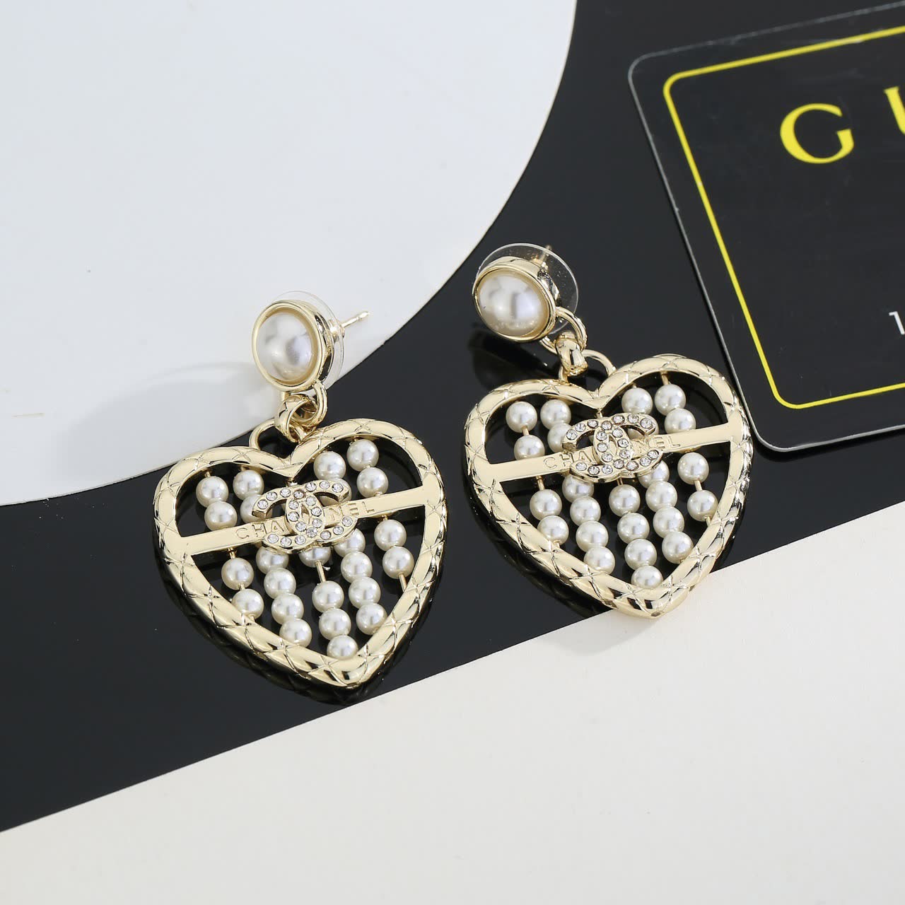 Chanel Heart Shaped Pearl Earrings