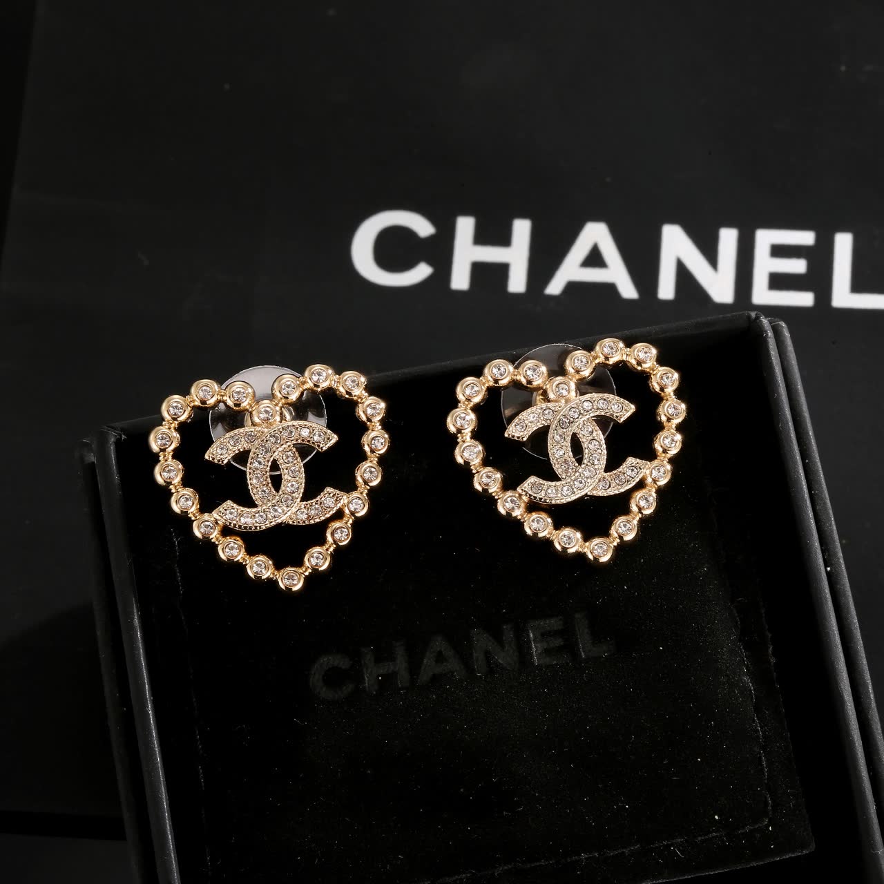 Chanel CC Heart Stud Earrings Chanel CC Heart Stud Earrings
