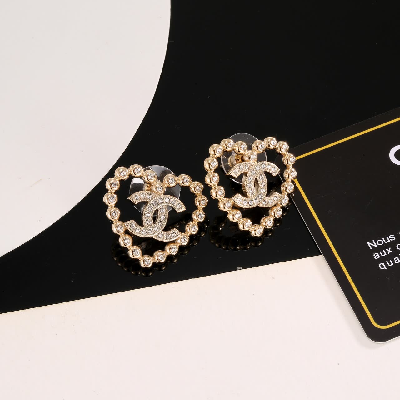 Chanel CC Heart Stud Earrings