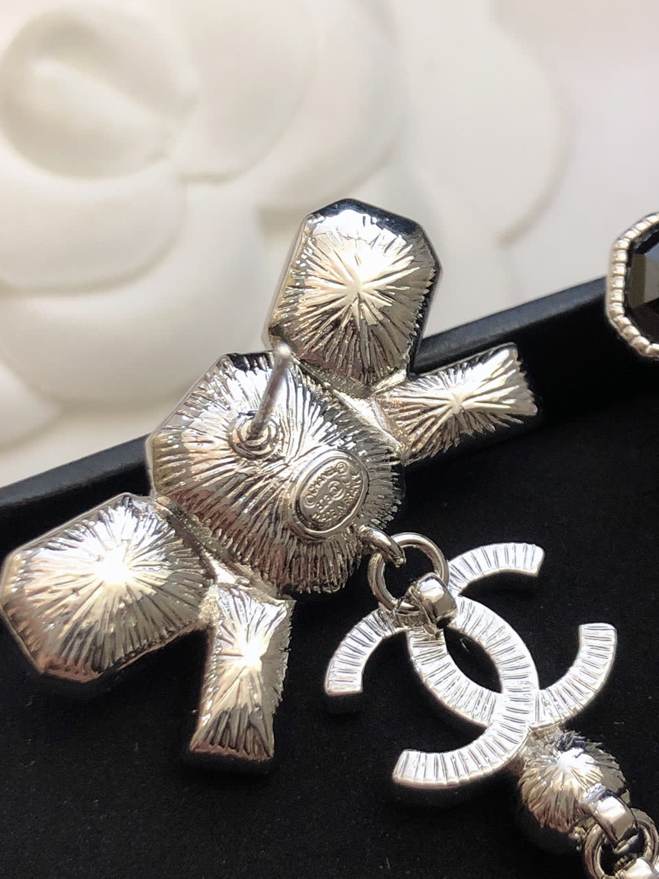 Chanel CC Logo Crystal Earrings
