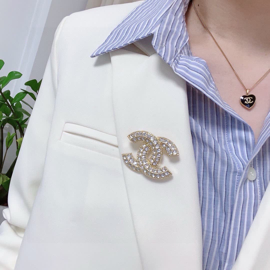Chanel CC Logo Crystal Stud Earrings