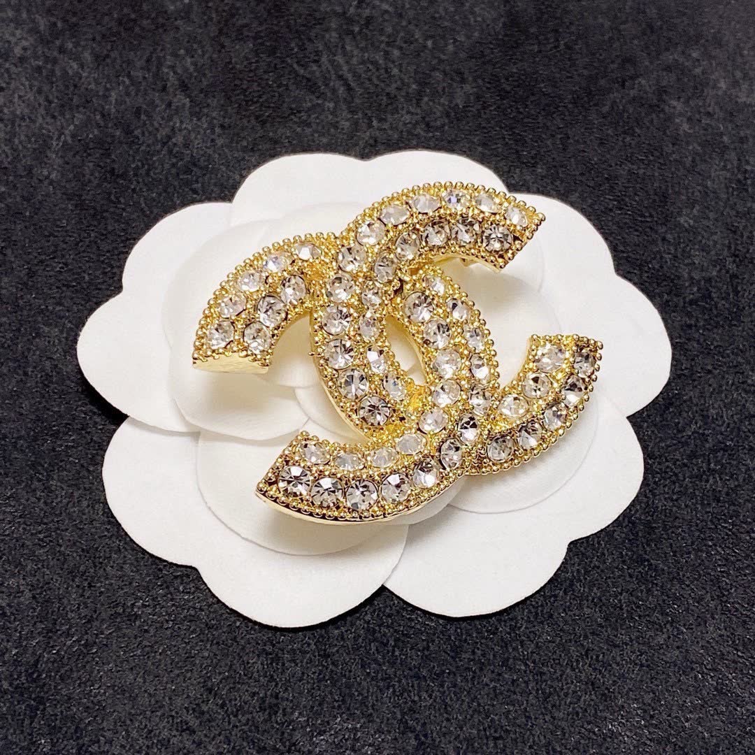 Chanel CC Logo Crystal Stud Earrings