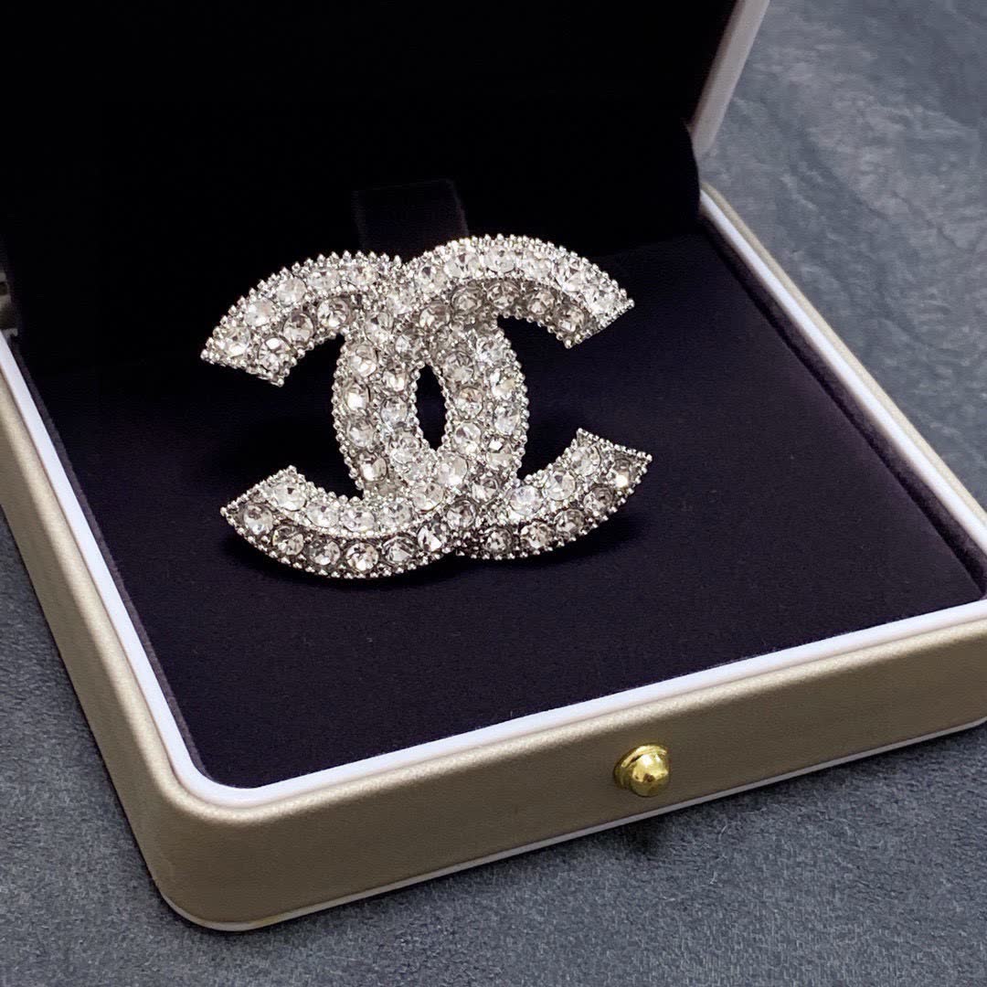 Chanel CC Logo Crystal Stud Earrings
