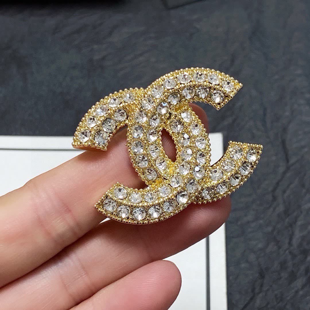 Chanel CC Logo Crystal Stud Earrings