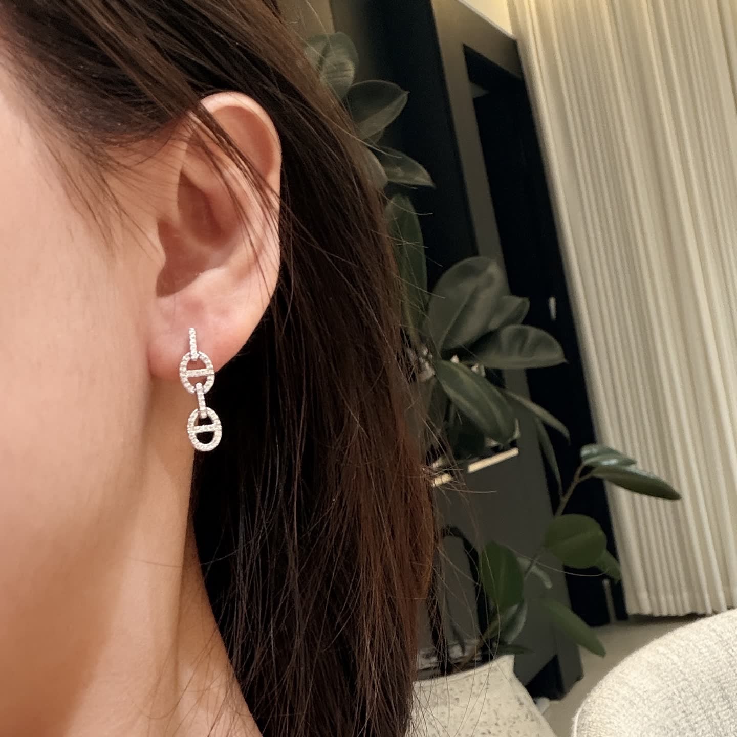 Chanel CC Logo Diamond Earrings