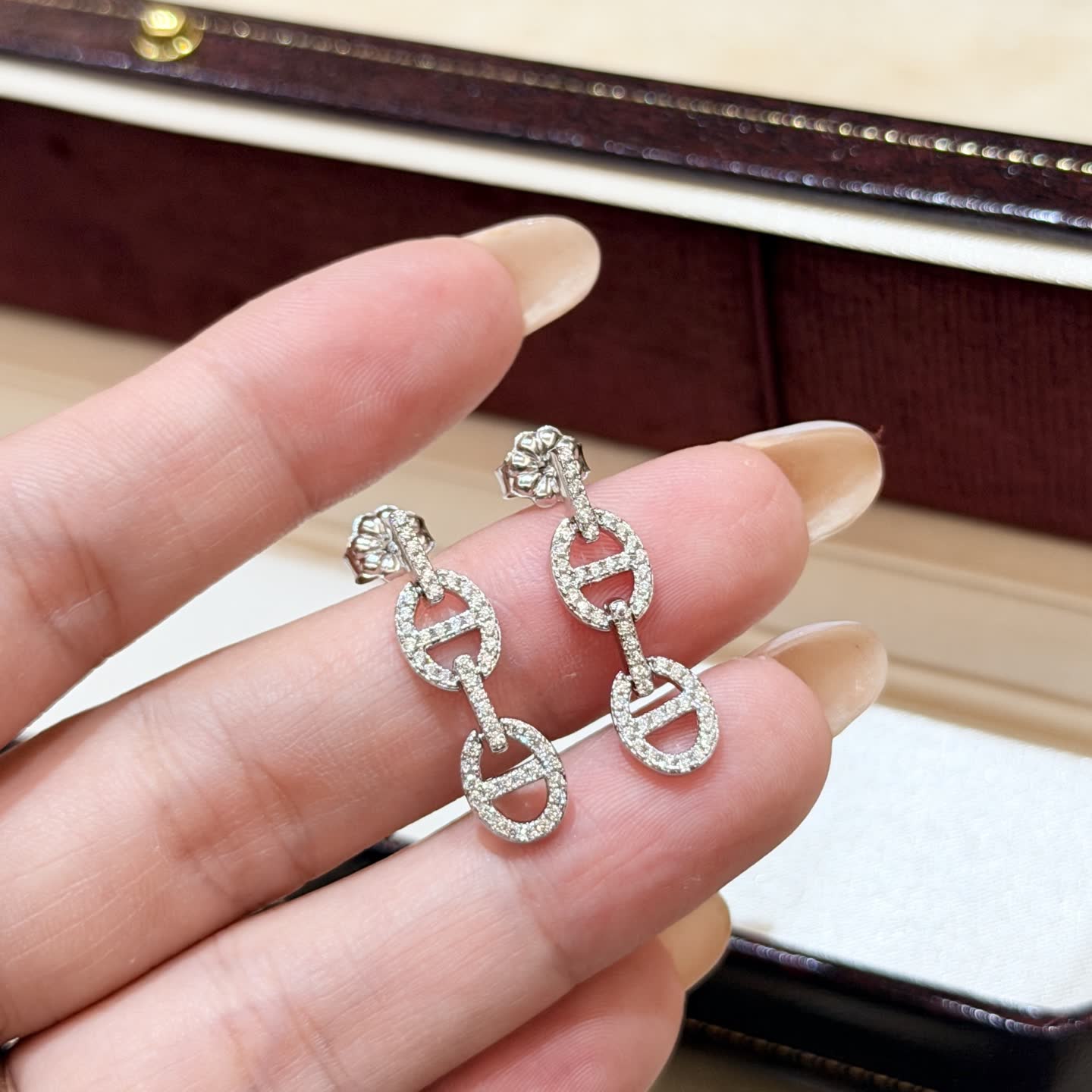 Chanel CC Logo Diamond Earrings