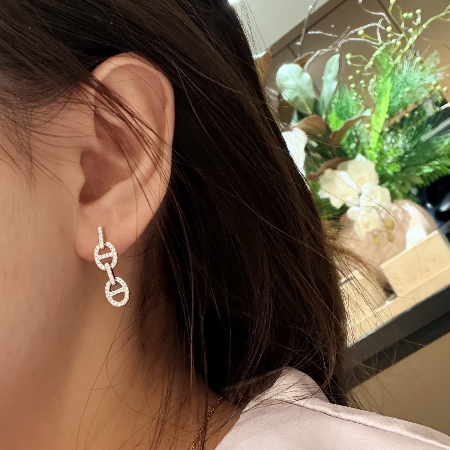 Chanel CC Logo Diamond Earrings