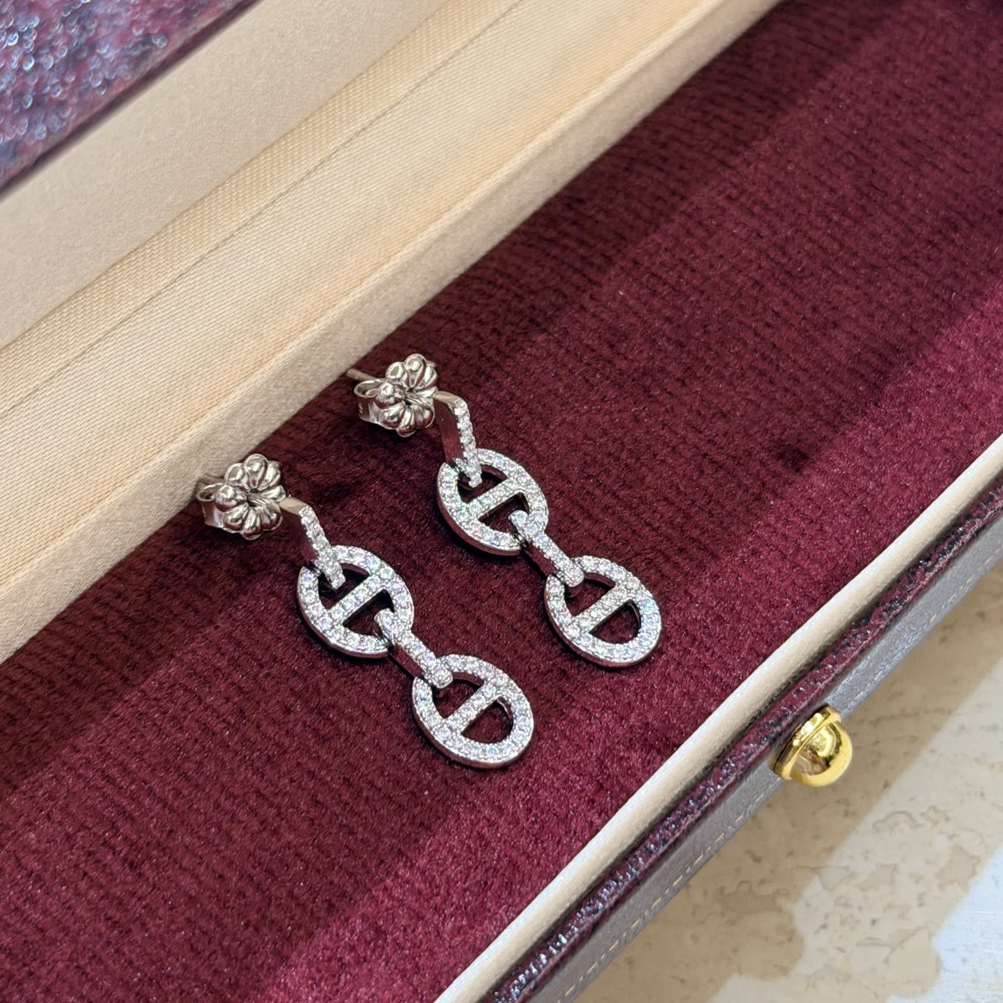 Chanel CC Logo Diamond Earrings
