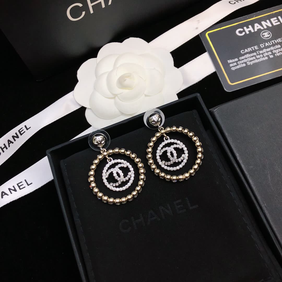 Chanel CC Logo Circle Earrings Chanel CC Logo Circle Earrings