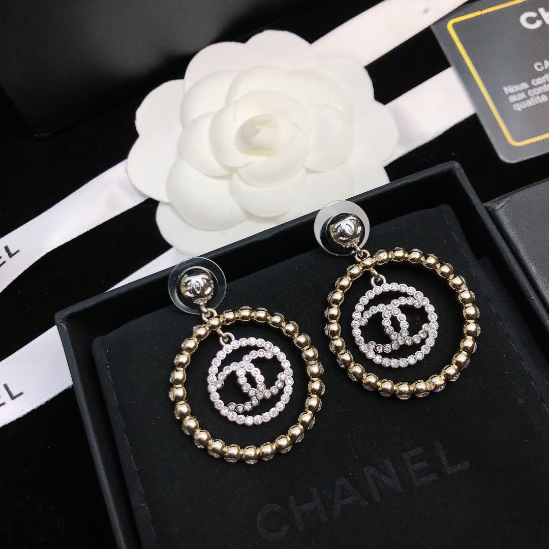 Chanel CC Logo Circle Earrings